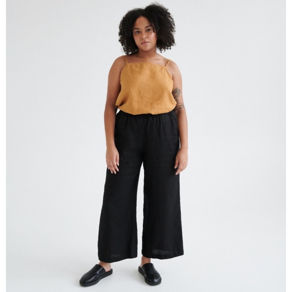 Linenfox Ocean Black Linen Trousers, Size M